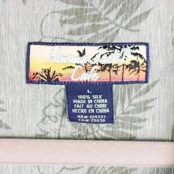 Havana Jack's Cafe 100% Silk Hawaiian button down shirt palm trees floral - Picture 11 of 16